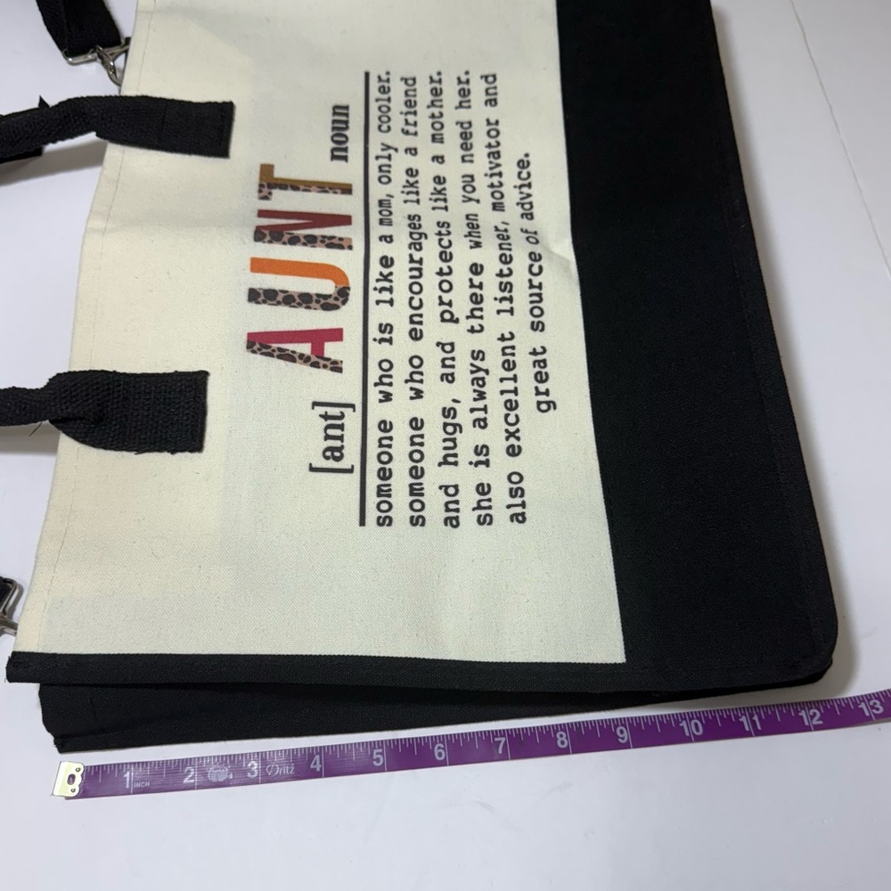 Women’s Black and White Tote Bag with Aunt Definition - Picture 16 of 16